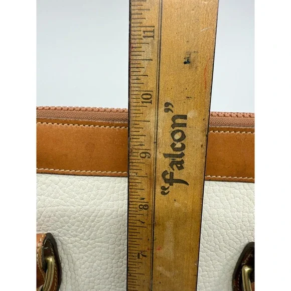 Vintage Dooney & Bourke White Brown Pebbled Satchel '80's '90s Classic USA